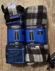 2 Pairs Men’s Lounge Sleep PJ Pant Micro Fleece Plaid Pajamas Sleepwear Size L