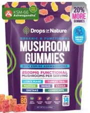Ashwagandha & Lion's Mane Mushroom Gummies - Organic, Immune & Cognitive Boost