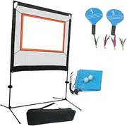 yuksok Badminton Net Set Sports Game Set with Carry Bag with Rackets Portable Net Sports Net Tennis Net Set for Practice Indoor Home
