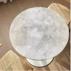 15" White Quartz Stone Round Coffee Table Handmade Living Room Sofa Table Decors