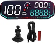 5 Inch Car HUD Display USB Powered Digital Speedometer with Over Speed Alarm Fatigued Driving Alert for Vehicle Featuring HD LED Large Display Screen Navigational Direction
