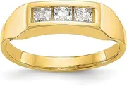 [JewelryWeb] 10k Yellow Gold CZ Simulated Diamond Polished Teen Ring Size 3.00 Band Style-Ring