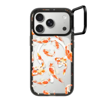 iPhone 17 Pro Impact Ring Stand Case MagSafe Compatible Cute orange white watercolor oriental koi fish pattern