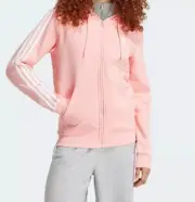 NWT Adidas women Essentials 3-Stripes Full-Zip Fleece Hoodie