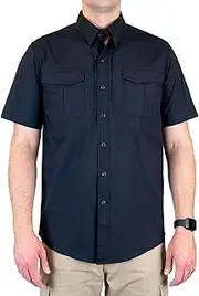 [LA Police Gear] LAPG Men's Short Sleeve Battle Rattle Stretch Field Shirt, Tactical Button Up Ripstop Uniform Work Shirt for Men