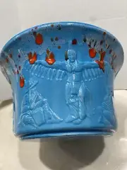 Vintage 1982 Cherokee Native American Drip Glaze Large Pottery Bowl Vase Planter