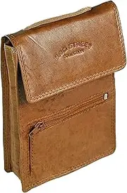 [GoBago] Large Neck Pouch Leather Chest Bag Passport Shoulder Bag for Travel Documents
