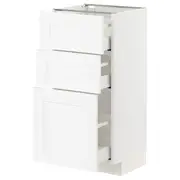 METOD / MAXIMERA base cabinet with 3 drawers, white Enköping/white wood effect, 40x37x80 cm