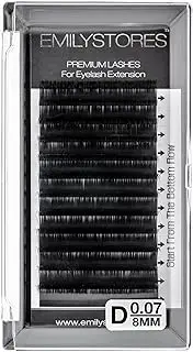 (8MM) - EMILYSTORES Eyelash Extensions 0.07mm Thickness D Curl Length 8mm Silk Mink Fake Eye Lashes In One Tray