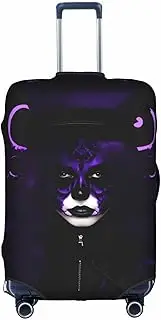 [Pvinnk] Purple Black Goth Spooky Print Protective Luggage Cover Elastic Washable Suitcase Protector Travel Gear Protector, White, Large