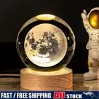 LED Crystal Table Lamp USB 3D Moon Galaxy Night Light Xmas Decor Kids Gift AU
