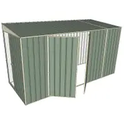 Build-a-Shed 1.5 x 3.7 x 2m Sliding Door Tunnel Shed with Double Hinged Side Doors - Green