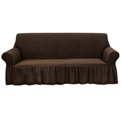 4-Seater Coffee Sofa Cover with Ruffled Skirt Couch Protector High Stretch Loung