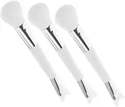 FRCOLOR 3Pcs Dual Ended Blush Brush Set Soft Bristles U Shaped Nose Contour Brush for Versatile Face Makeup Applications Portable Makeup Brushes for Women