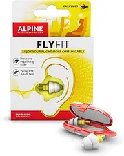 Alpine Hearing Protection FlyFit Airplane Ear Plugs - Pressure Regulating, Reusable, Prevent Ear Pain - Soft Travel, Sleep or Chat With Hypoallergenic No Silicone