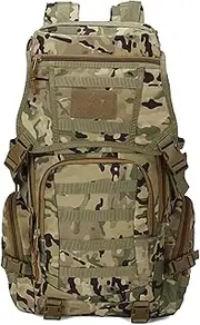 RAPIDSKY 50L Military Tactical Backpack – Waterproof Hiking & Assault Pack with MOLLE System & Multi-Compartment Storage (3-5 Days) (Camouflage)