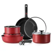 CAROTE Pots and Pans Set Non Stick Cookware Sets Oven/Fridge Safe Space Savin...