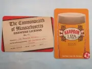 BEER Bar COASTER ~ HARPOON IPA = India Pale Ale ~ Boston, Ma. Brewery License #1