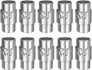 uxcell 10pcs Leather Cord End Clasp 7mm Hole Magnetic Cord End Caps Closures Leather Bracelet Buckle for Jewelry Making DIY Supplies Crafts, Silver Tone