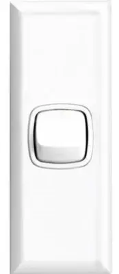 HPM XL ARCHITRAVE 1-GANG ROCKER SWITCH 10A 240V 2-Way, Flush Mounted WHITE