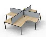RAPIDLINE DELUXE PROFILE LEG CORNER WORKSTATION With Screen 4 Person W1800 x W1500 x D750 x H730mm (per user) Natural Oak Top Black Quad Frame