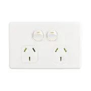 Trader Flat Cat FLPP2G - Slimline 10 amp Double Power Point - White