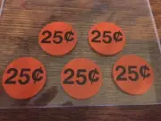 Original Vending 25 Cent Vending Machine Price Decals Stickers Label .25 Qty 5