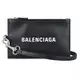 BALENCIAGA 字母LOGO牛皮拉鏈掛繩證件零錢包(黑)