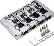 Musiclily Pro 19mm Locking Saddles Hard Zinc 4-String Bass Bridge, Chrome
