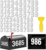 Reflective Mailbox Numbers for Outside - 60 Pcs Waterproof Mailbox Numbers Stickers, Large 3 Inch 2 Inch Self Adhesive 0-9 Vinyl Number for Mailbox, Door, Garbage Bins, Address Number (White)