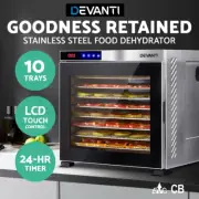 Devanti Food Dehydrator Stainless Steel Jerky Dehydrators Fruit Dryer 6/10 Trays