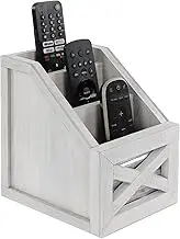 Autumn Alley Rustic Remote Holder - Farmhouse Desk Organizer, Barn Door Remote Holder, Desktop Organizer - 3-Slot Multiple Compartment Remote Control Storage Caddy, Rustic Home Decor, White