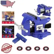 Industrial Strength 4.5 Inch Bench Vise with User-Friendly Design - Blue/Silver