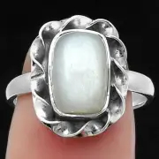 Natural Srilankan Moonstone 925 Sterling Silver Ring s.7.5 Jewelry R-1083