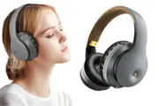 Over Ear Bluetooth Headphones Workout Gaming Headphones Wireless HiFi Stereo Foldable Headset-Grey