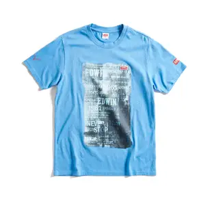 EDWIN 數碼時代印花短袖T恤-男-水藍色