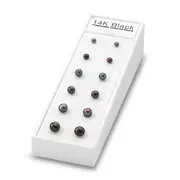 Non Metal 14K Black Freshwater Cultured Pearl Button Stud Posts Plus Display Kit