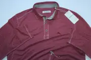 Tommy Bahama Polo Shirt Paradiso Cove Rose Red ST226085 New LS Medium M