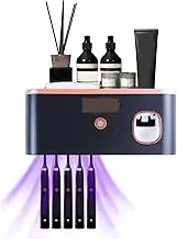 Automatic Toothpaste Dispenser, UV Disinfectant Toothbrush Holder with Six Brush Slots, Assembly No Drilling Toothpaste Dispenser for The Wall, Toothbrush Holder for Children and Adults