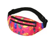 Retro Waist Bag for Men Women,Casual RunningBags，Adjustable for Travel Party Festival Hiking Sports - Rose red