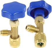 CHICAMPERA 2pcs Brass Flow Control Safety Valve for Air Conditioning Charging Hose Opener Tool for Automotive Refrigerants Compact and Durable Design