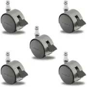 Pacer Hooded Locking Chair Caster Set of 5 - 50mm Diameter - 7/16" x 7/8" Grip R