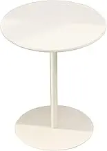 18.9in/23.6in Coffee Table Round Glass Cocktail Table with White Metal Pole Support, Height Modern Style Standing Circular Cocktail Table Bar Counter(40x72cm)