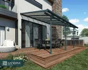 Palram - Canopia | Sierra 3 x 4.3 DIY Patio Cover / Verandah Dark Grey Bronze