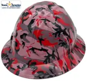 Red Camo Hydro Dipped Full Brim Hard Hat with Ratchet Suspension