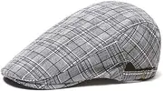 [Maxpetus] Beret Caps for Men, Elastic Driving Hat, Vintage Plaid Ivy Hats Cotton Blend