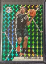 2020 Mosaic Keldon Johnson GREEN ROOKIE Prizm San Antonio Spurs