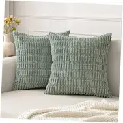 Pack of 2 Corduroy Decorative Throw Pillow 18" x 18" (Pack of 2) Greyish Green