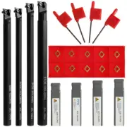 4Set 6-10mm Shank Lathe Turning Tool Holder Boring Bar + 10x Carbide Insert¬❅