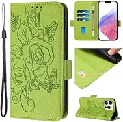 Compatible with Samsung Galaxy S20 FE 5G Cover,Compatible with Samsung Galaxy S20 Lite 5G Card Slots Magnetic Closure Flip Kickstand Phone Case Green